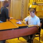 Tuning the harpsichord for a concert